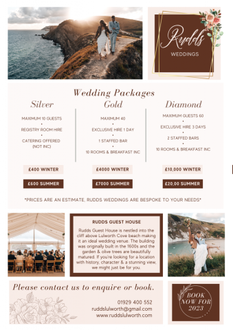 Wedding Venue Lulworth Cove, Weddings Lulworth | Rudds